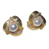 Pendientes Triangulares Únicos con Diseño de Espiral de Perla y Circonita Elegantes Franceses Elegantes de Alta Gama Versátiles
