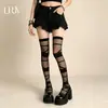 Meias arrastão rasgadas estilo gótico Y2K Milênio Menina popular Jk Meias pretas irregulares vazadas Calcinha feminina Estilo Punk