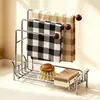 Estante para trapos de cocina, estante de almacenamiento, organizador de encimera para esponjas y trapos, estante escurridor de acero inoxidable para bolas de lana de acero de fregadero