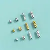 Prata Esterlina S925 Tubo Reto Pequeno Tubo Gravado Contas Espaçadoras DIY Pulseira de Contas Cristal Artesanal Colar Contas Soltas Acessórios