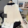 Broche de lazo, bordado de cachorro, suéter de punto de manga larga para solapa, nuevo jersey de estilo universitario otoño e invierno 2026 para mujer