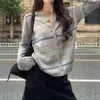 Cárdigan de Punto Jacquard con Cuello Redondo Estilo Coreano para Mujer 2026 Moda Otoño Prenda Exterior Reductora de Edad de un Solo Botón Top Tendencia A14537