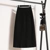 Falda Tejida de Canalé de Cintura Alta, Falda Recta Clásica Versátil de Línea A para Mujer, Invierno Talla Grande Gordo mm Look Adelgazante Falda Midi