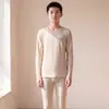 Pijama de manga larga para niña, ropa de estar de algodón puro, conjunto de ropa de otoño para niño, conjunto de ropa interior térmica para niña, camiseta interior básica para estudiante