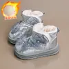 Botas de Nieve para Niñas con Forro de Felpa, Zapatos Gruesos de Algodón Nuevos de Invierno 2025, Botines Cortos de Princesa para Niños, Zapatos de Invierno para Niñas, Niños Grandes