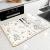 Estilo Pastoral Planta Flor Lama de Diatomáceas Jogo Americano Bancada de Cozinha Tapete Drenante Balcão de Bar Tapete Absorvente de Água Tigela Prato Tapete de Isolamento Térmico