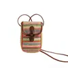 Bolso Tejido de Paja para Mujer 2026 Nuevo Nicho Tejido Colorido Bolso de Hombro Cruzado para Mujer Casual Bloque de Color Bolso para Teléfono para Mujer