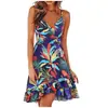 Vestido de Verano 2025 de Amazon para Mujer, Sexy, de Moda, con Cuello en V, Tirantes, sin Mangas, Espalda Descubierta, con Vendaje, Estampado, de Corte Amplio