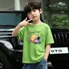 Camiseta de Manga Corta para Niños Verano Nuevo Estilo Niños Algodón Puro Manga Media Tallas Mediana y Grande Niños Camisetas Casuales Holgadas y Camisetas de Base para Niños