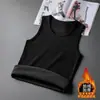 Chaleco Cálido para Hombre Chaleco de Felpa Gruesa Deporte Fitness Ajustado Cuello Redondo Capa Base Juvenil Otoño Invierno Sin Mangas