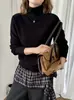 Estilo Básico SencilloSuave Delicado Sin Costuras Lana Cachemira Tejido de Punto Suéter de Color Sólido para Mujer Otoño Invierno