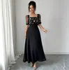 Comércio Exterior Amazon 2026 Nova Roupa Feminina Europeia e Americana Transfronteiriça Malha Bordado Patchwork Manga Média Vestido Peça de Exterior Preta