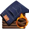 Jeans gruesos con forro polar para hombre de otoño e invierno, venta al por mayor para hombre, pantalones rectos holgados versátiles casuales, pantalones cálidos de algodón para hombre