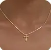 Exquisito Collar de Cruz Europeo y Americano Transfronterizo para Mujer Chapado en Oro de 14K Moda en Capas Colgante de Alta Gama