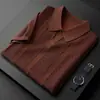 Camisa Polo Seda de Hielo Color Sólido Manga Corta para Hombre Verano Color Sólido Camisa Polo de Negocios Simple Multicolores Cuello de Solapa Top de Punto Moderno