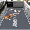 Alfombra Suave de Caucho con Dibujos Animados de Comida Corriendo y Barro de Diatomeas, Alfombra para Piso de Cocina, Impermeable, Resistente al Aceite, Antideslizante, Borrable, Alfombra sin Lavado, Felpudo
