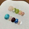 Berry Lime Dopamina Brilho Colorido Atmosfera Flor Curta Fofa Unhas Vestíveis Feitas à Mão