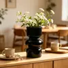 Vaso de plástico preto em formato de cabaça, decoração criativa de cerâmica imitada para mesa de sala de estar, recipiente para arranjo de flores secas, atacado do fabricante