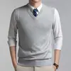 Colete Tricotado de Inverno 2026 Comércio Exterior Transfronteiriço Suéter Masculino Colete Masculino para Homens de Meia-Idade Suéter de Lã em Camadas para Homens