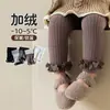Leggings para niños con borde de encaje, mallas de invierno para niñas, mallas de nueve puntos para bebés con forro polar, gruesas y cálidas para usar al aire libre, venta al por mayor