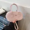 Bolsa de Mão Nicho Estilo Coreano da Moda Bolsa Bowling 2025 Nova Tendência Bolsa Boston Simples Casual Bolsa de Ombro