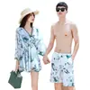 Traje de banho de casal entrega em uma peça Verão coreano Seaside Praia Lua de Mel Fotografia Biquíni Feminino Nadar Calça de Praia Masculina