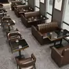 Café Bar Mesa de Bar Transparente e Combinação de Cadeiras Taverna Comida Ocidental Churrasco Loja de Chá com Leite Sofá Cabine de Jantar de Lazer Retrô