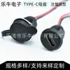 Conector fêmea TYPEC roscado 2P sem luz, saída de fio vermelho e preto, conector USB-C com terminais moldados integrados