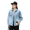Foto Real de Artículos Nuevos en Stock: Elegante y de Estilo Vintage, Amigable con la Piel, Lujo Ligero, Casual, Versátil Chaqueta Camisa de Mezclilla en Azul y Otros Colores