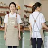 Delantal de Lona con Impresión de Logo Personalizado para Catering, Cafetería, Tienda de Té con Leche, Delantal de Cocina, Ropa de Trabajo Impermeable para Mujeres