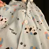 Pijama azul con manchas de cachorro estilo japonés para mujer, conjunto de dos piezas de cárdigan con shorts de manga corta para verano, ropa casual para el hogar para niñas