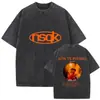 Camiseta Vintage Lavada Nsqk Aoou Piensa en Mí Nuevo Álbum 2025 para Hombre Hip-Hop Gótico