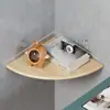 Estante de Pared de Madera Maciza con Forma de Abanico Tablero de Madera Divisor de Esquina para Armario Estante Triangular de Almacenamiento Montado en Pared para Sala de Estar