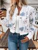 Chaqueta Casual Corta Elegante para Mujer con Cremallera Estampado Floral de Manga Larga, Transfronteriza Europea y Americana, Otoño e Invierno 2026