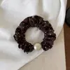 Estilo coreano francés suave punto de lunares anillo de intestino delgado borde de oreja de madera pliegues de perla goma elástica de alta calidad cuerda para el pelo goma elástica para el pelo