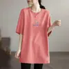 Camiseta de Manga Corta Holgada Talla Grande para Mujer, Marca Nueva de Moda Verano 2026, Camiseta de Longitud Media que Cubre la Cadera