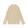 Camiseta Básica de Punto Ajustada de Cuello Semi-Alto para Niñas Wulibu Yiyi, Top Cálido Casual de Invierno Amigable con la Piel que Protege el Cuello para Niños