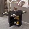 Mesa de comedor plegable para uso doméstico en apartamentos pequeños, simple, multifuncional, móvil con ruedas, adecuada para propiedades de alquiler, mesa de comedor pequeña rectangular