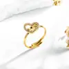 Anel de Amor em Formato de Coração Não Desbota, Estilo Coreano Ins Nicho Luxo Leve High-End Aberto Aço Inoxidável Joia Anel