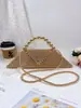 Bolso de Mujer 2025 Nueva Moda Bolso de Mano Artístico de Perlas Bolso Cruzado Triangular Hecho a Mano de Nicho con Cuentas
