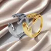 Anillo Retro de Diseño de Nicho para Mujer Acero Inoxidable Estilo Exagerado Forma Especial Hueco Apertura Ajustable Nuevo Anillo de Acero de Titanio