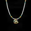 Collar con Colgante Caballo de Troya Gota de Aceite Azul Perla Shijia Cadena de Clavícula de Lujo Ligero Nicho Pulsera de Perlas Dopamina Moda