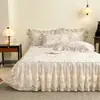 Saia de cama de renda de algodão puro estilo princesa, peça única, esconde a parte inferior, novo modelo 2026, cobre de cama 100% algodão, saia de cama à prova de poeira, estilo verão