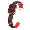 Adecuado para Iwatchs9/Ultra21-8 Generación Correa de Silicona Apple Estampado de Leopardo Grabado Correa de Apple Watch de Dos Tonos