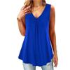 2021wish Comercio Exterior Talla Grande Ropa de Mujer Nueva Europea y Americana Color Sólido Cuello en V Plisado Botón Sin Mangas Chaleco Holgado 3171