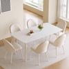 Mesa de Comedor y Sillas de Pizarra Blanca Pura Crema para Apartamentos Pequeños Moderna Simple Lujo Ligero Hogar Minimalista Combinación de Mesa Rectangular