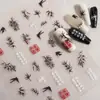 Redanco5D Embutido Popular Desenho Animado Adesivo para Unhas Bambu Verde Leque Dobrável Borboleta Adesivo Estéreo para Unhas Dr1584