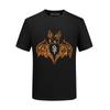 Camiseta de Algodão Mercerizado Masculina de Manga Curta com Hotfix Espírito Morcego Moda Jovem Marca Fashionável Tamanho Grande Camiseta Slim-fit Camada Base Masculina