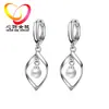 Brincos de pérolas giratórios, brincos longos femininos, brincos de pérolas da moda com torção