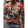 Verano Exportación Transfronterizo Nueva Serie de Motocicletas Impresión Digital 3D Estilo Hip-hop Urbano Suéter Ajustado Camiseta para Hombre
